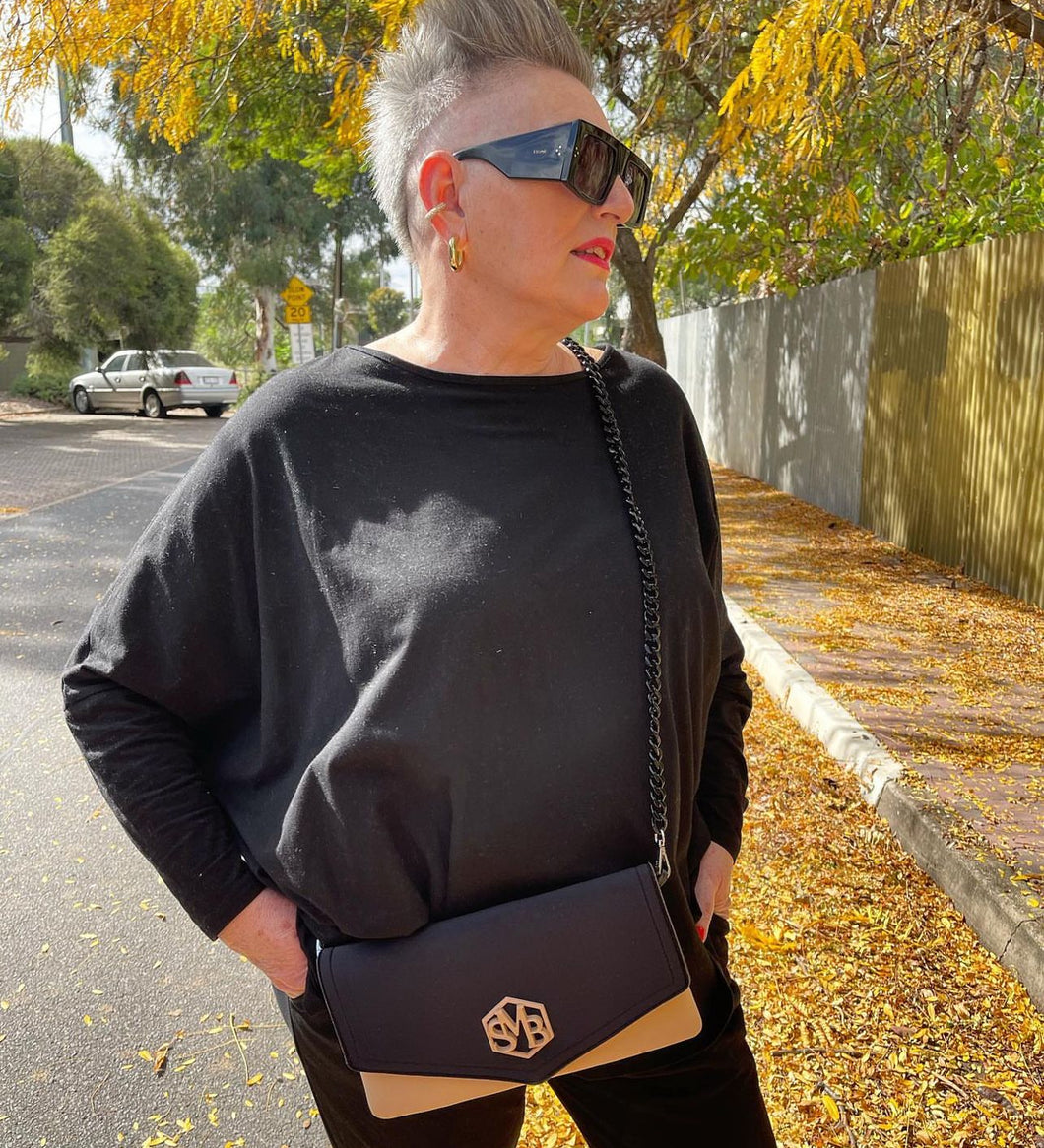 Black & Sand Kate Clutch